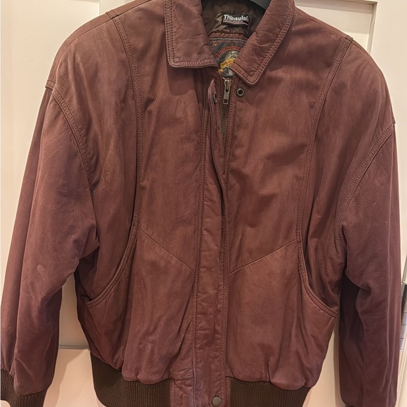 Vintage 90s Wilson’s Leather Adventure Bound Aviator Bomber Jacket Brown - Picture 1 of 2